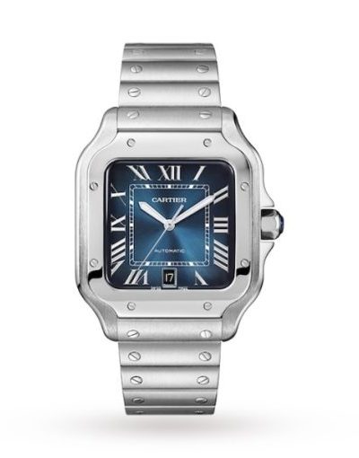 Cartier Santos de Cartier Men Automatic Blue Stainless Steel Watch