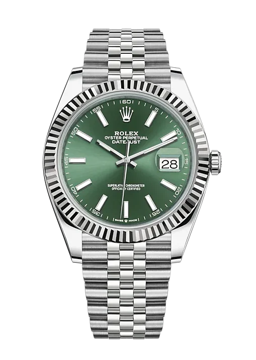 Datejust 41 Steel & White Gold 126334 Mint Green Index Jubilee